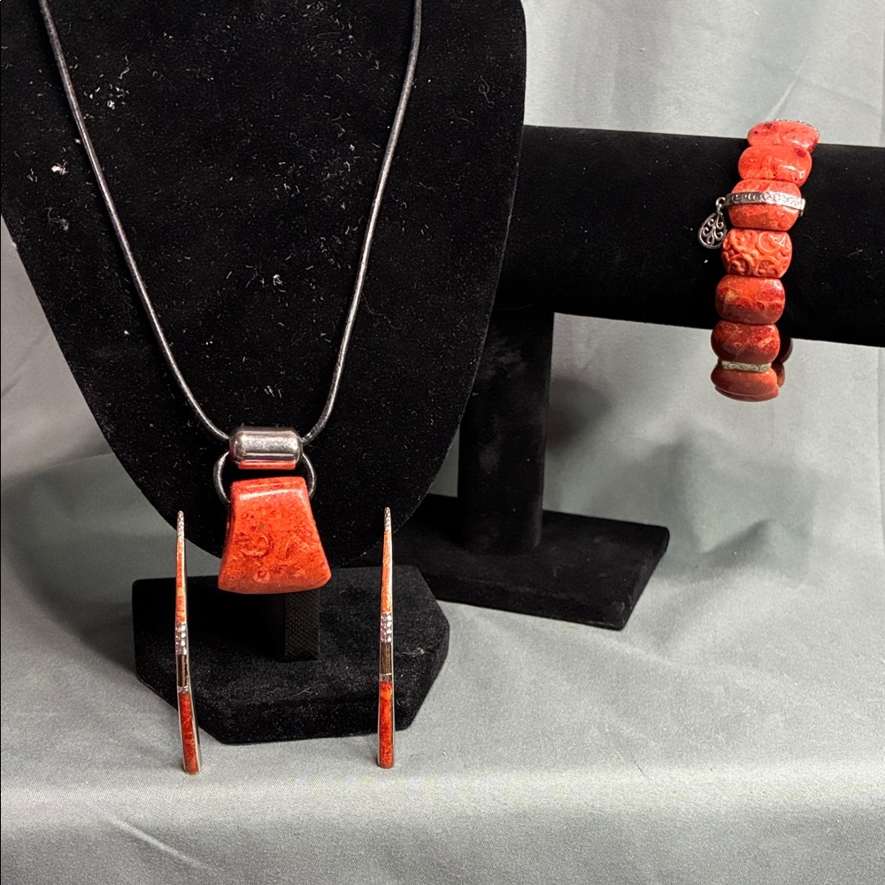 Silpada red coral jewelry set